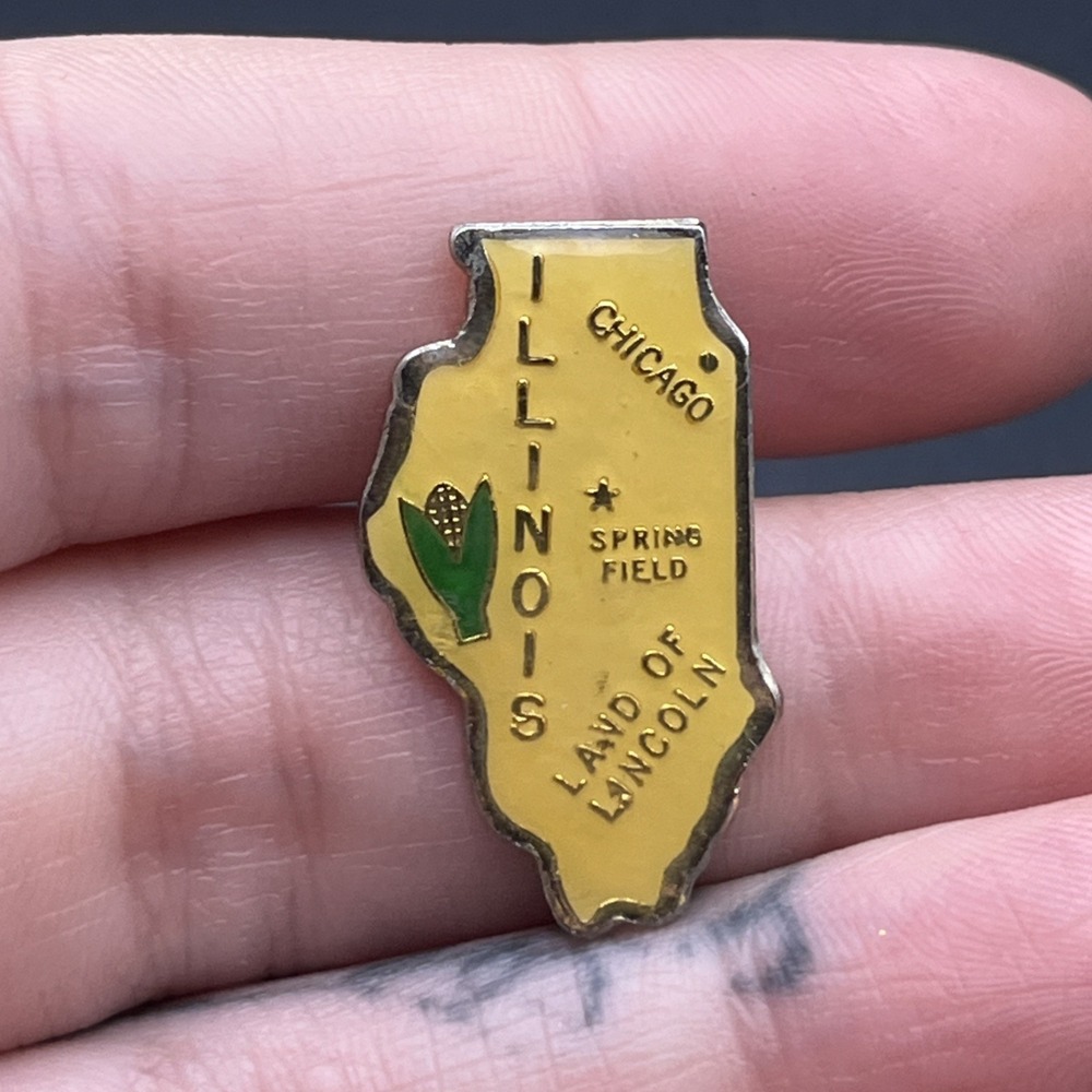 Illinois Land Of Lincoln State Outline United States Of America Lapel Hat Pin